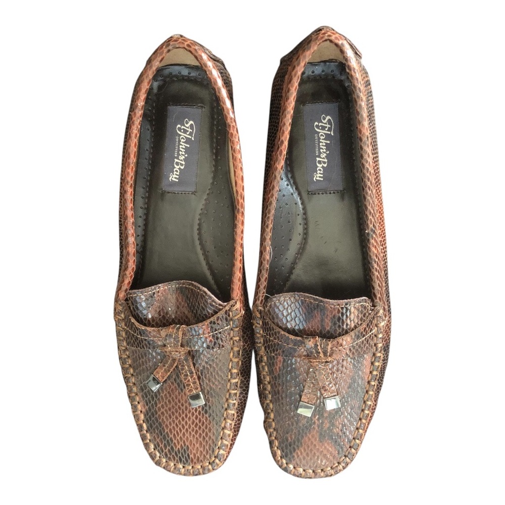 St  John’s Bay Women’s Tassel Driving Loafers Size 8.5M Faux Leather Snakeskin